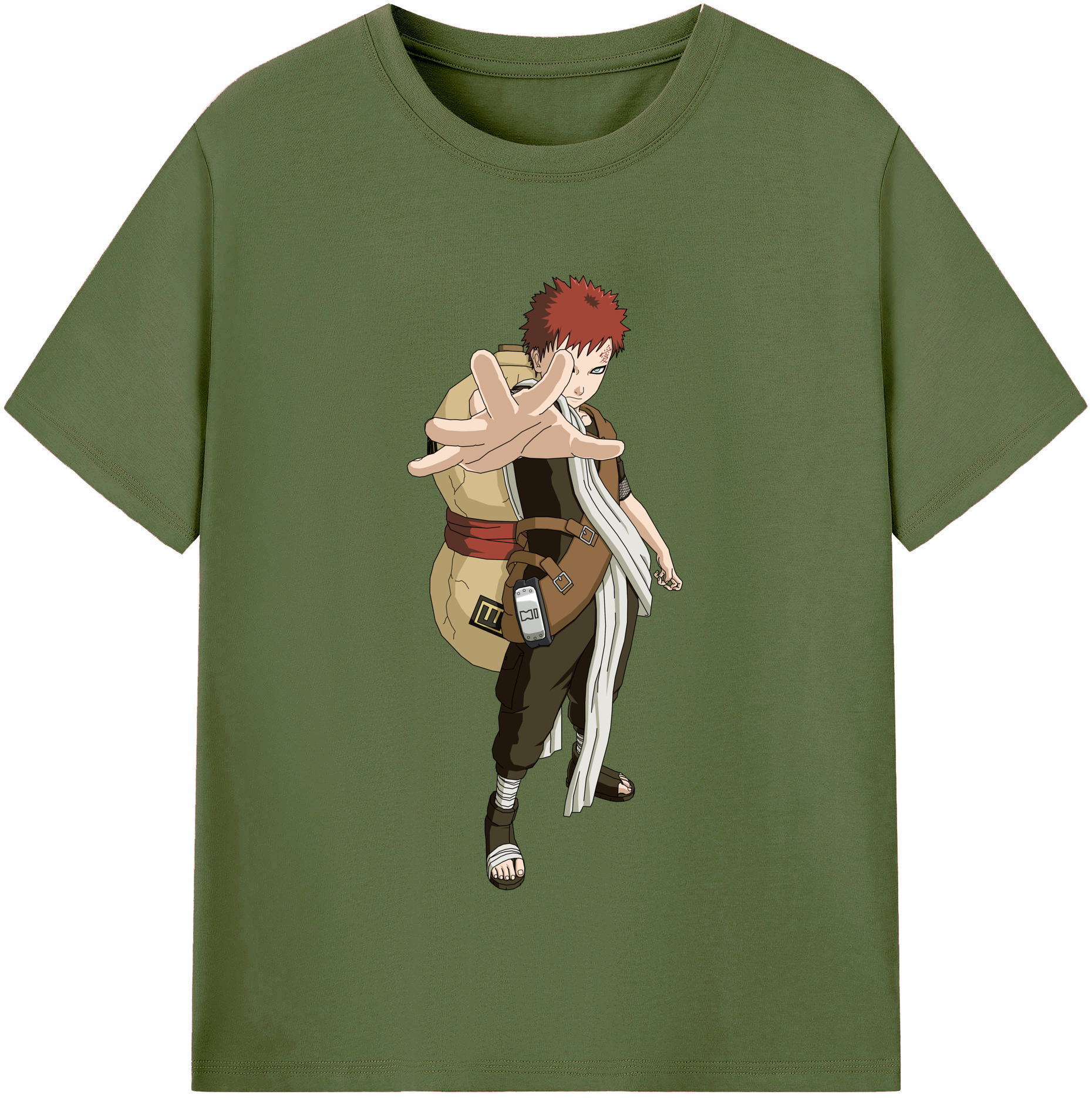 （画像用） NARUTO -ナルト- ガアラ Gaara 綿100％半袖Tシャツ（フロントプリント）